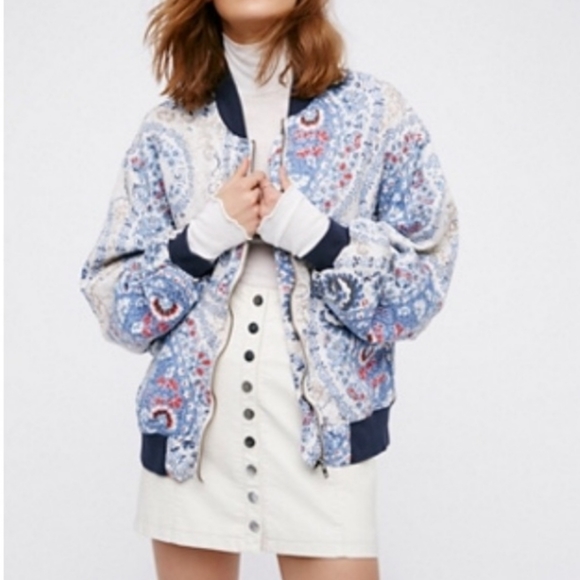 Free People printed bomber jacket - Picture 2 of 2